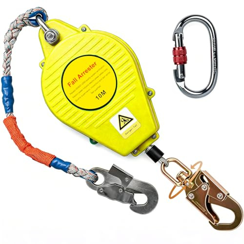 YAOYAOO Dispositif Antichute à Rappel Automatique 10m pour Toiture | Harnais de Sécurité Anti Chute, Enrouleur Automatic Stop Chute, Équipement Fiable pour Travaux en Hauteur et Escalade