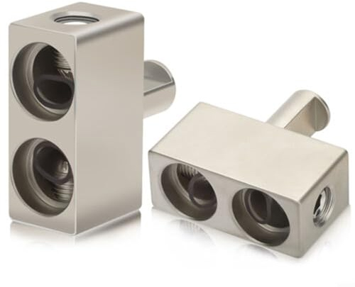 MeevrgR 2 st aluminiumlegering billjud ingångsreducerare dubbla 1/0 mätare till 1/0 mätare för ström och jordledning