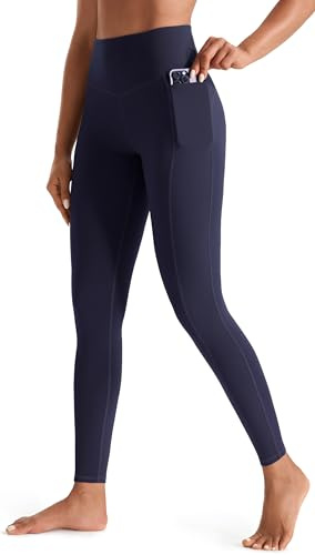 JOYSPELS Womens Gym Leggings Yoga Pants with Pockets Navy Blue M