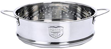Yardwe Steamer Insert Pans Stainless Steel Steamer 20cm Kitchen Food Food Handles Basket For Vegetables Dim Sum Dumplings Buns Chicken Fish Meat Silver