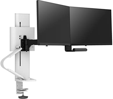 Ergotron Trace ™ Brazo de Monitor Doble, Soporte de Escritorio VESA - para 2 monitores de hasta 27 Pulgadas, 4 a 10 Libras Cada uno, Color Blanco