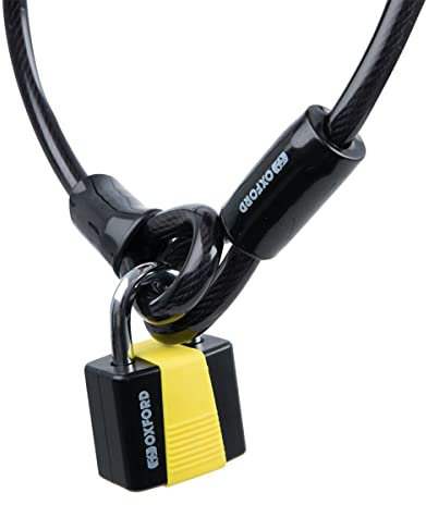 Oxford LK222 Products LK222 - Cavo di sicurezza per moto, con lucchetto, 10 mm x 1,8 m, colore: fumo