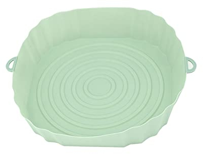XIANXIAN Pot en Silicone Réutilisable pour Friteuse à Air Chaud - Panier Antiadhésif, Accessoires de Four, Plateau Rond, Moule à Gâteau Micro-ondes - Vert