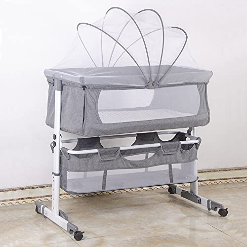 Cuna de Viaje para Cama de Matrimonio, Pared Lateral Plegable, Ruedas de Transporte, con Accesorios, sábana de algodón, para recién Nacido, 0-9 kg, hasta 6 Meses