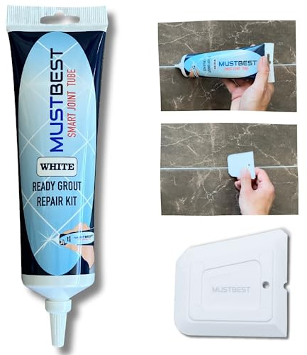 Mustbest Tile murbruk reparationer fyllningsrör – 40 g, snabbtorkande reparationssats, återställning av kakelfogar, enkel kakelmortel -rör (vit, 40 ml)