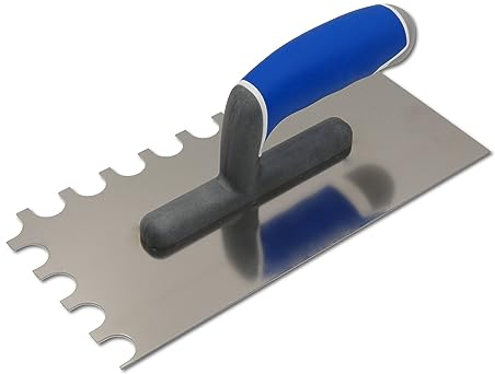 DEWEPRO® Truelle dentée semi-circulaire 20 x 15 mm avec poignée 3 composants - Spatule dentée - Truelle dentée - Denture arcade : 20 x 15 mm - Truelle de lissage dentée