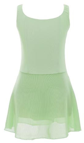 Msemis Balettklänning flicka ärmlös balettdräkt bomull balettdräkt barn balettkläder dansklänning dansbody med chiffongkjol tutu, Ljusgrön D, 110/116 cm