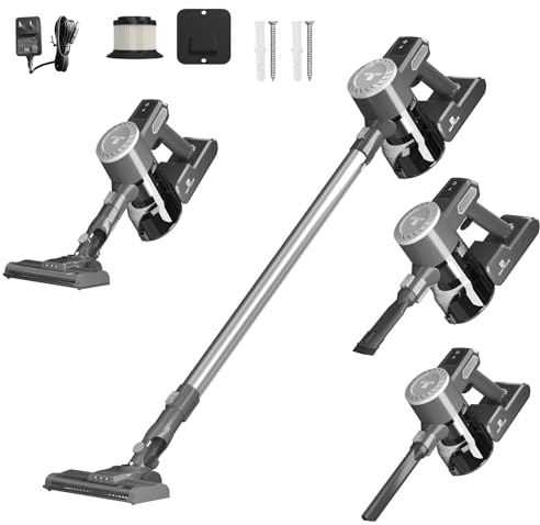 ANSIMIDA Akku Staubsauger, 3 in 1 Staubsauger Kabellos mit Wandhalterung, 40 Min Laufzeit, HEPA-Filter, Stielstaubsauger beutellos für Teppichen, Hartboden, Tierhaare