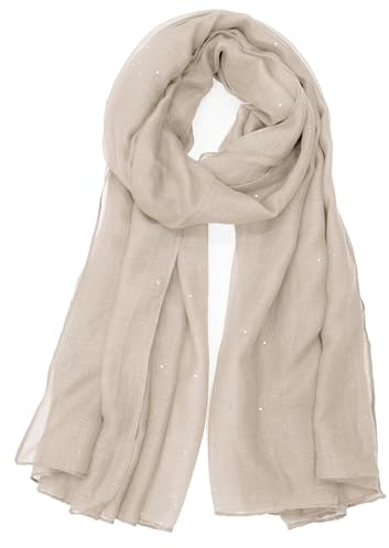 Van Der Rich ® - Sciarpa di Paillettes Sciarpa Morbida - Donna (11-Beige, TU)