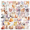 slothbyte 50 Stück Lustiges Katzen Sticker,Aquarell-Katzen-Aufkleber für Laptop,Gitarre,Telefon,Skateboard,Auto,Motorrad Fahrrad,Set Vinyl Wasserdicht Aesthetic Katzen Aufkleber