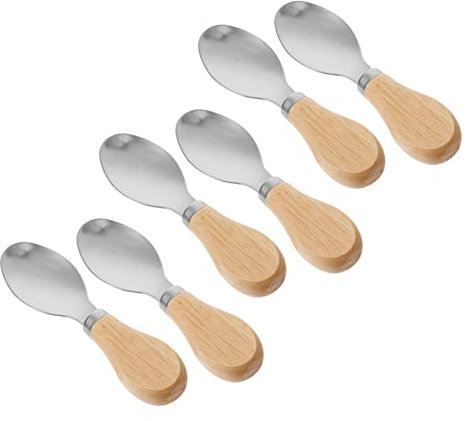 OKUMEYR 6pcs Wood Short Handle Scoop Kitchen Utensils Cheese Spoons for Restaurant