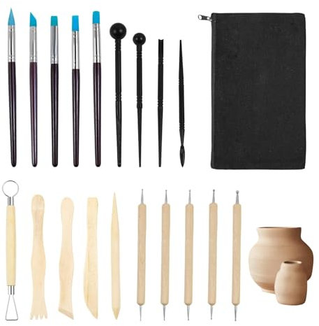 20 Stück Ton Modellierwerkzeug, Clay Tools Keramik Werkzeug Set, Pottery modelierwerkzeugset, modelliermasse Werkzeug, Polymer Clay Tools mit Aufbewahrungstasche, Sculpting Tools Für Töpfer Künstler