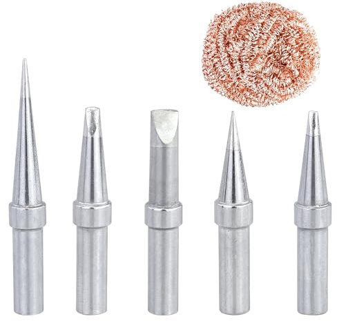 Set di 5 punte per saldatura ET di ricambio per saldatore ETS ETA ETB ETT ETD ETD, ET punta di saldatura di ricambio per Weller WES51 WESD51 WE1010NA PES51 Saldatore manico punta punta ugello