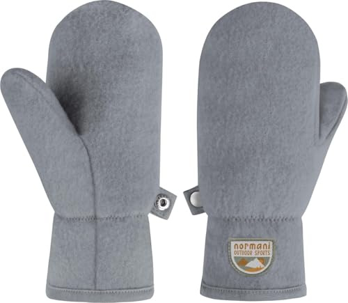 normani Kinder Merino Winterhandschuhe Fäustlinge aus 100% Merinowolle - Unisex Fäustel Strickhandschuhe Wollhandschuhe Stulpenhandschuhe für Jungen und Mädchen Farbe Grau Größe 1-3 Jahre