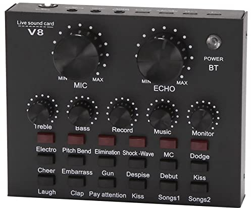 Diheohg V8 ljudkort ljudset gränssnitt extern mikrofon direkt ljudkort Bluetooth-funktion för dator PC mobiltelefon sjunga inspelning