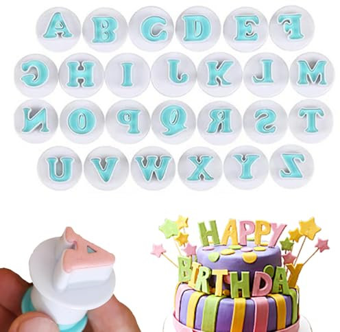 26 PCS Alphabet Cookie Cutter Set, Letter Shaped Molds for Baking, Cake Decorating Tools, Fondant Icing Cutter, Biscuit & Pastry DIY Baking Tools for Kitchen