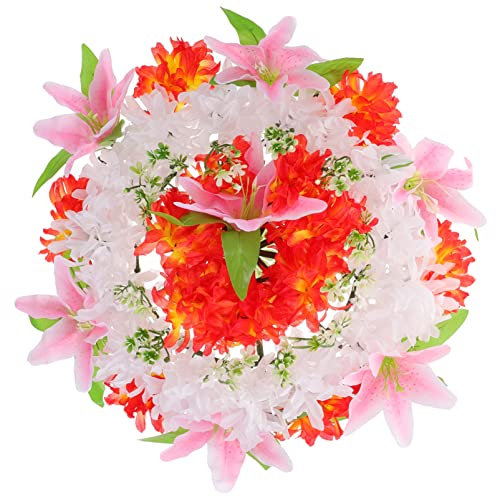 Mikikit Guirnalda De Flores Artificiales para Cementerio Wreath De Lirios y Crisantemos para Conmemoración Decoración De y Funerales