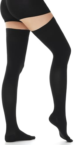 Ailaka 20-30 mmHg Compression Stockings for Women & Men, Closed Toe Thigh High Support for Circulation, Helps with Tired, Aching Legs(Black, XL)