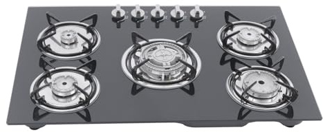 Mqwdxzfes 5 llamas de gas empotrable, cocina de gas natural con encendido automático y control de llama, 5 fuegos de acero inoxidable, cocina de gas multifoco para el hogar, cocina, restaurante