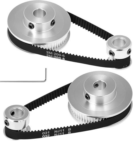 QWORK® 2 Sätze Zahnriemenscheibe 2GT für 3D-Druckers, 20 & 60 Zähne 8mm Bohrung Aluminium Zahnscheibe und 6mm Breite 200mm Länge Riemen