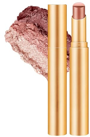 BelleFlair 3 Color Eye Shadow Stick, Sombra de Ojos en Barra, Impermeable con Vitamina E, Lápiz de Sombra Ojos Duradero y Brillante, Lápiz Cremoso(Glittering Rose)