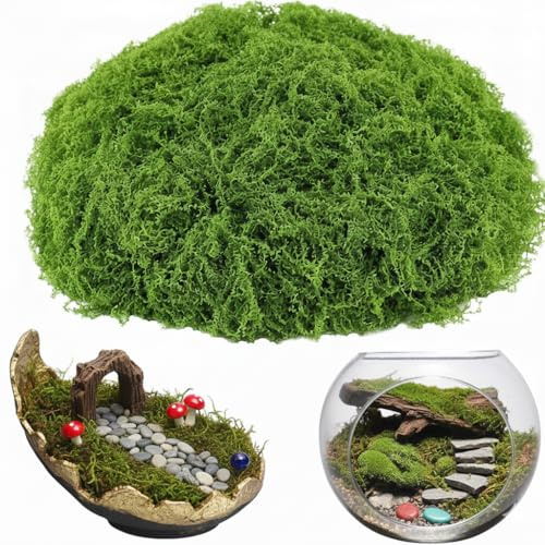 FiexGhau Musgo Artificial para Decoración (150g) - Musgo Verde Ultra Suave Resistente UV y Agua - Ideal para Cuadros Vegetales, Belenes, Terrarios y Manualidades - Musgo Sintético Sin Mantenimiento