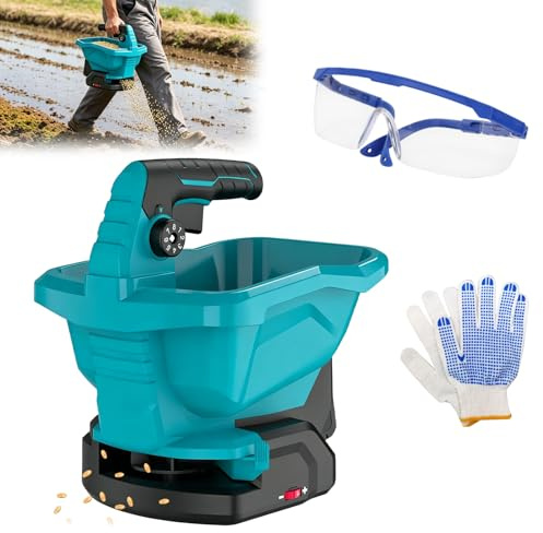 Spargitore per fertilizzante a batteria Makita da 18 V, portatile, con 8 livelli di dispersione, 6 velocità, 3,3 l, universale per semina prato, fertilizzante, mangimi, sale spargitore (senza batteria