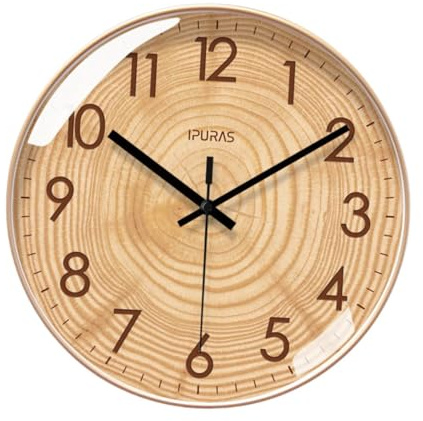 F Fityle Orologio da Parete con Ruota in Legno, Anello annuale, Orologio Silenzioso con Numeri per Aula, Cucina, Festa e Decorazione, 30.4 Centimetri