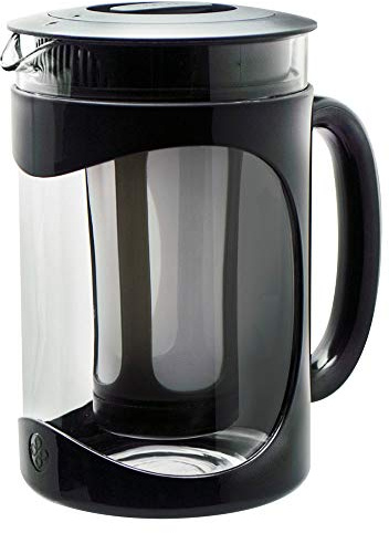 Primula Burke Deluxe Cold Brew Iced Coffee Maker, Comfort Grip Handle, Durable Glass Carafe, Removable Mesh Filter, Perfect 6 Cup Size, Dishwasher Safe, 1.6 qt, Black