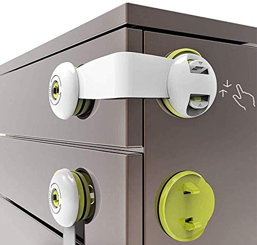 SMBOX Child Safety Cupboard Latch 6 Packs Stick On for Kitchen Self Adhesive Baby Proofing Latch Children Proof Locks for Door, Drawer, Closet, Refrigerator, Trash