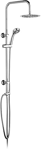 IBERGRIF Duschsystem mit Regendusche, Duschstange, Duschkopf mit Schlauch, Umsteller, Edelstahl Dusche mit 3 Strahlarten, Duschset Kopfbrause für Badezimmer, Duschbrause Set Einfache Montage, Silber