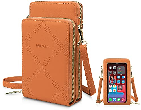 MUIIKOLA Kleine Handy Umhängetasche,Touchscreen Crossbody kleine Handytasche, Multifunktion Damen Umhängetaschen PU Leder Handytasche für iPhone 13/13Pro Max/12/XR, Samsung Galaxy S22/S21/FE
