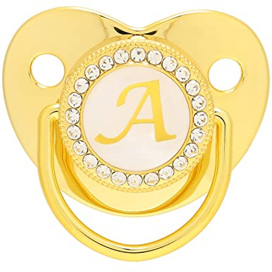 Alphabet Schnuller, Geruchloser Haushaltsschnuller, 26 Goldene Buchstaben für Babys von 6 bis 18 Monaten