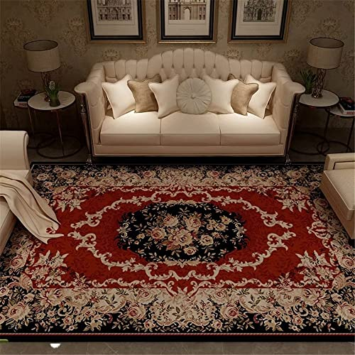 Teppich Dunkel rot Teppich bettvorleger bunter Teppich Teppich Wohnzimmer Crimson Floral Vintage Geometric Teppich Esszimmer Anti-Milbe 80X160CM Teppich antirutschmatte kurzflor Teppich grau