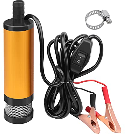 Xastro DC 12V 38mm Ölpumpe Wasser Pumpe Transfer Pumpe Transfer Pumpe diesel Diesel Tauchpumpe Treibstoff Transfer Mit herausnehmbarem Filter Schlauchklemme für Auto, KFZ, Marine Boot,Caravan