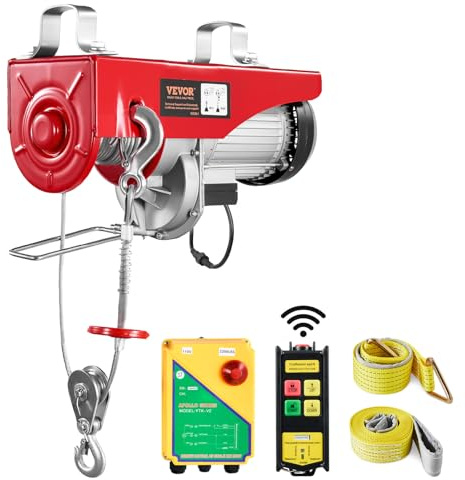 VEVOR 2200lbs Electric Hoist with Wireless Remote Control,110v Electric Hoist with Remote Control, 40ft/20ft Lifting Height & Motor, for Garage Warehouse Factory