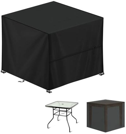 LAMUNI Abdeckung für Gartenmöbel Wasserdichte Schutzhülle Gartenmöbel Anti-UV Abdeckplane für Gartentische Terrassenmöbel, Schwerlast 420D Oxford Outdoor Abdeckhaube für Möbelsets, 90x90x90cm