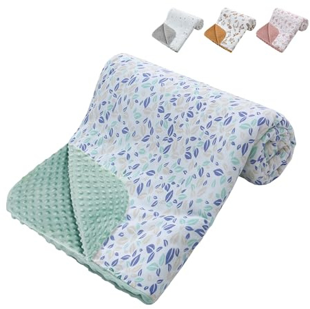 amo nenes Couverture bébé hiver coton 100 x 75 cm Couverture polaire Couverture câlin Moelleuse Douce Couverture d'éveil bébé avec rembourrage Couverture enfant épaisse pour garçon et fille, Vert