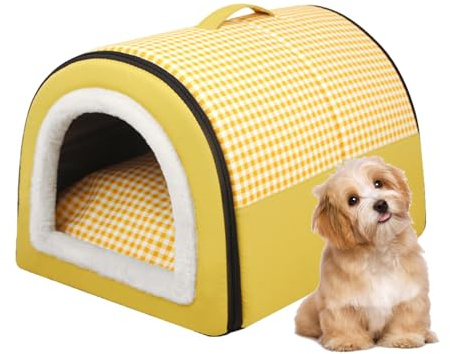 Wasserdichte Hundehöhle, abnehmbares Hundebett mit Abdeckung, tragbar, mit rutschfester Unterseite, gemütliches Katzenversteck, bequemes Hundehöhlenbett für Haustiere, Indoor-Katzen, kleine Hunde