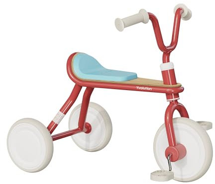 Yvolution Classic Trike Red - Bequeme verblasste Handgriffe, Holzeinsatz, kompakte Stahlkonstruktion, pannensichere Eva-Räder