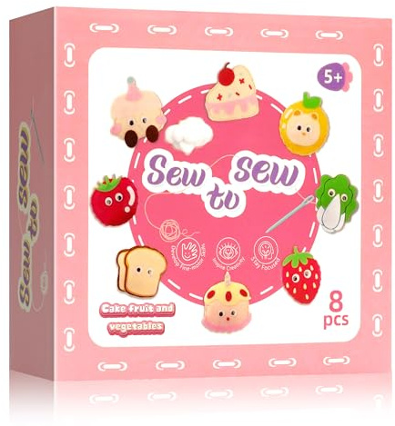 Elalove Kit de Couture Enfant, 8 Projets Activités manuelles créatives avec feutrine, Jeux éducatifs pour filles et garçons à partir de 6 ans, Inclut fil, aiguilles en plastique et rembourrage