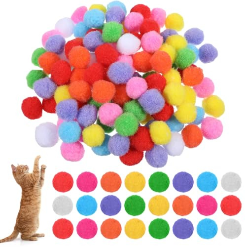 Ouligay 100 Stück Bunte Pompons zum Basteln, 25mm Pompoms Bommeln zum Basteln Pompons Bunt Filzkugeln Groß Bunte Pom Poms Pompom Bälle für Weihnachten Ostern DIY Kreativen Handwerk Dekorationen