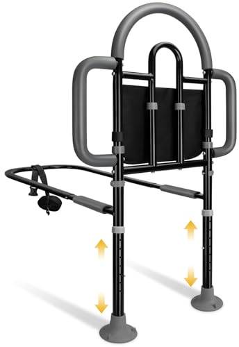 EASYVAVA Bed Rails for Elderly Adults Safety, Adjustable Bed Assist Rail - Portable Bed Cane Supports 400 Lbs,ASTM Approved Bedside Safety & Stability for Seniors,for Bed Frames 14.57-20.67
