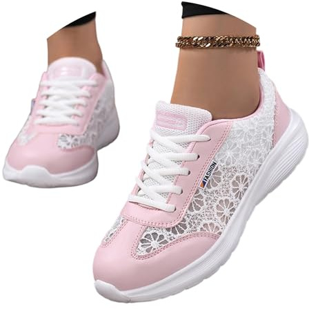 Chaussures dirndl blanches en dentelle pour femme - Élégantes - Pour fête de la bière - Chaussures de loisirs confortables et respirantes - Chaussures de marche pour mariée - Chaussures d'été