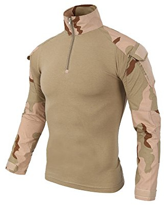 LiliChan Camisa Táctica de Manga Larga para Hombre Camisa Militar Camisa de Combate al Aire Libre Camisa de Combate Táctica con Cremallera (, EU M (Ajuste el Pecho: 36 -39))