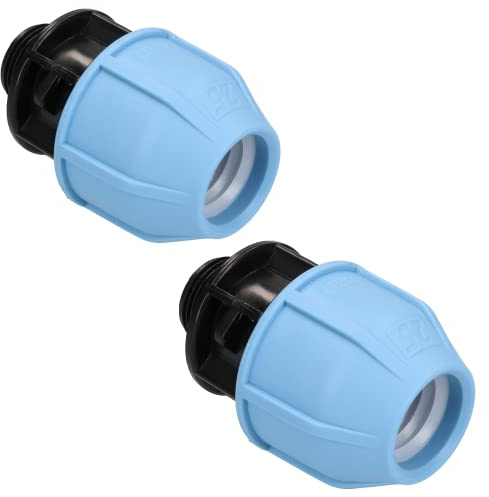 25mm x 3/4 MDPE Male Adapter Compression Coupling Fitting Water Pipe 2PK