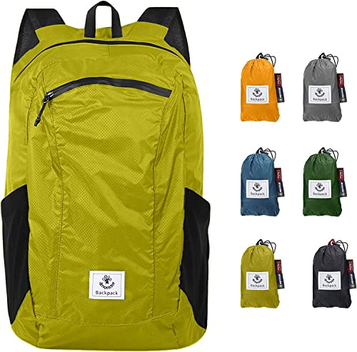 4Monster Faltbarer Rucksack Ultra Leicht, Unisex Tagesrucksack Outdoor, Wasserdichter Wanderrucksack für Camping Wandern Reisen Sport Klettern Radfahren (Grün, 32L)