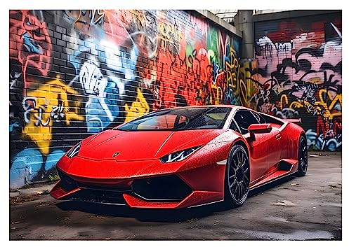 Papier Peint Intissé Chambre Enfant Garcon Voiture Gamer Graffiti - Colle Incluse - Papier Peint Panoramique Pour Chambre de Bébé Prêt à Poser - Photo Non Tissé Muraux Trompe l'oeil (312x219 cm)