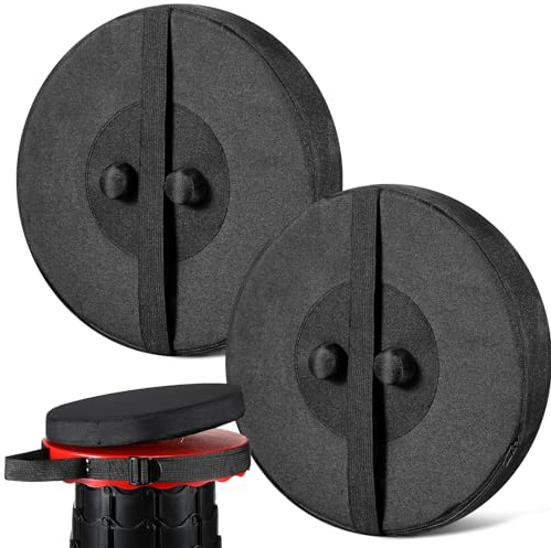 Suzile Teleskophocker Kissen mit Memory Foam Einziehbarer Klapphocker Kissen mit Gummiband Rund Verdickt Klapphocker Kissen für Teleskophocker (2 Stück)