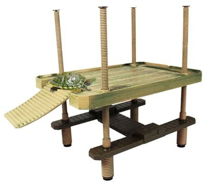 QeeHeng Piattaforma Galleggiante per Tartarughe, Piattaforma Galleggiante per Crogiolarsi, Piattaforma per Crogiolarsi per Tartarughe con Scala, Habitat per Tartarughe, Accessori per Acquari（Grande)